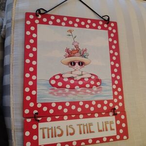 "🍒This Is The Life"   Wall Plaque - Summer Deco. Sign By Mary Engelbrecht